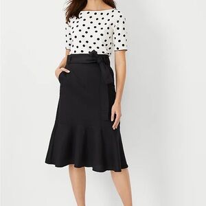 Women’s Ann Taylor Flounce Hem linen blend black skirt size 10p